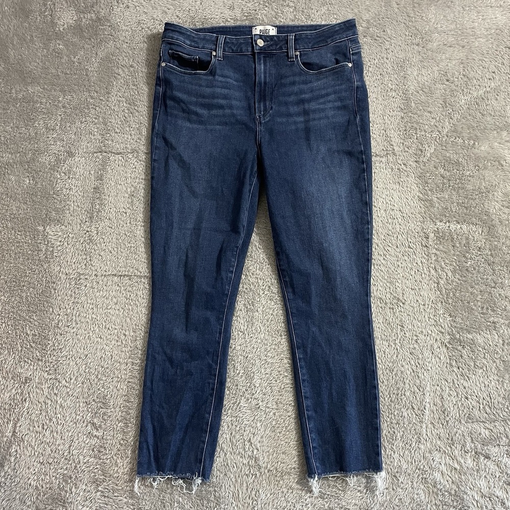 PAIGE Jeans Womens 32 Hoxton Ultra Skinny Blue Denim Dark Wash Raw Hem High Rise
